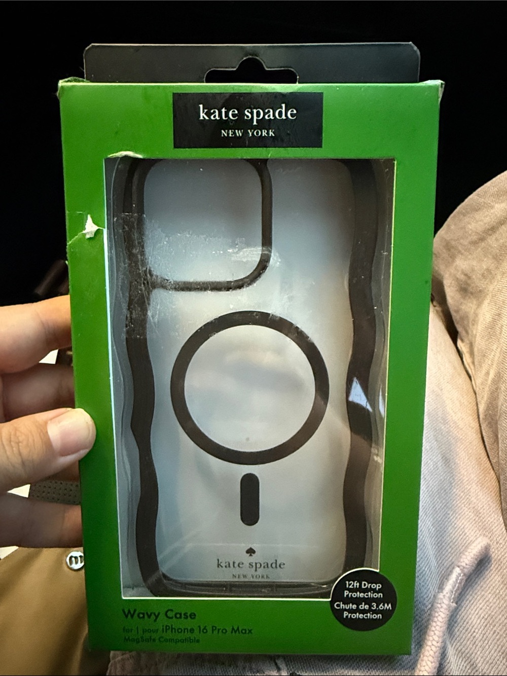 kate spade Clear Phone Case with Black Wavy Trim